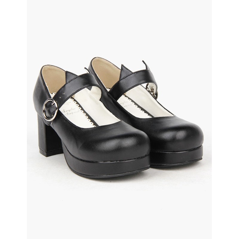 Black Round Toe Lolita Shoes For Girls Lovely Party