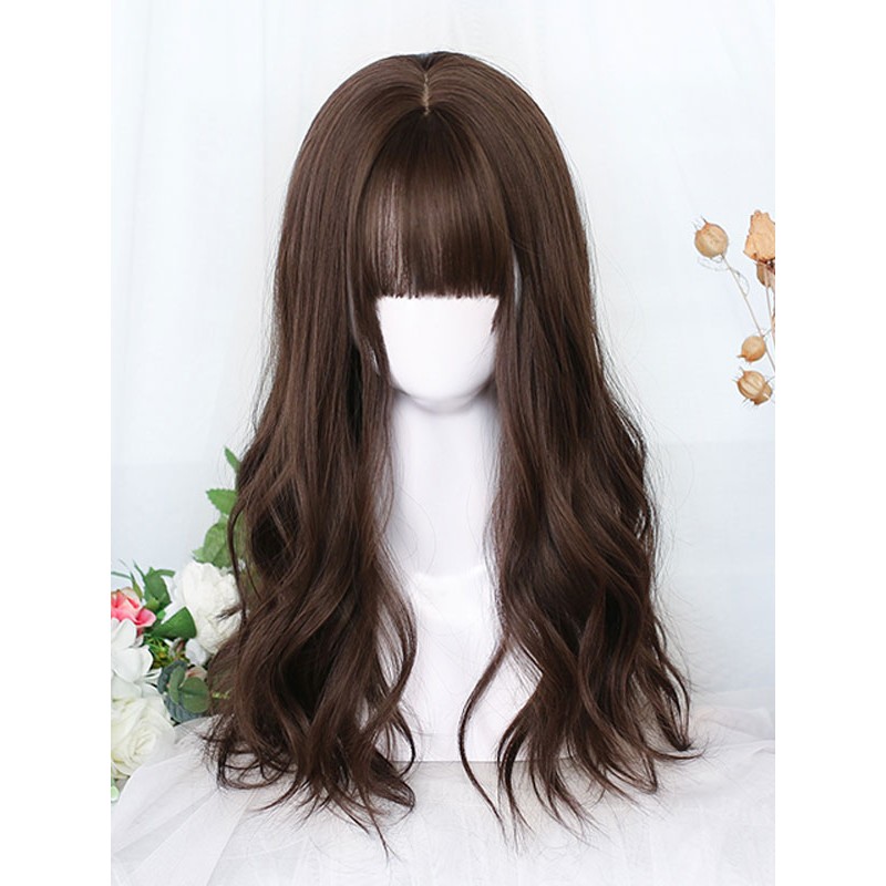 Brownish Black Lolita Wigs Long Heat-resistant Fiber Lolita Accessories