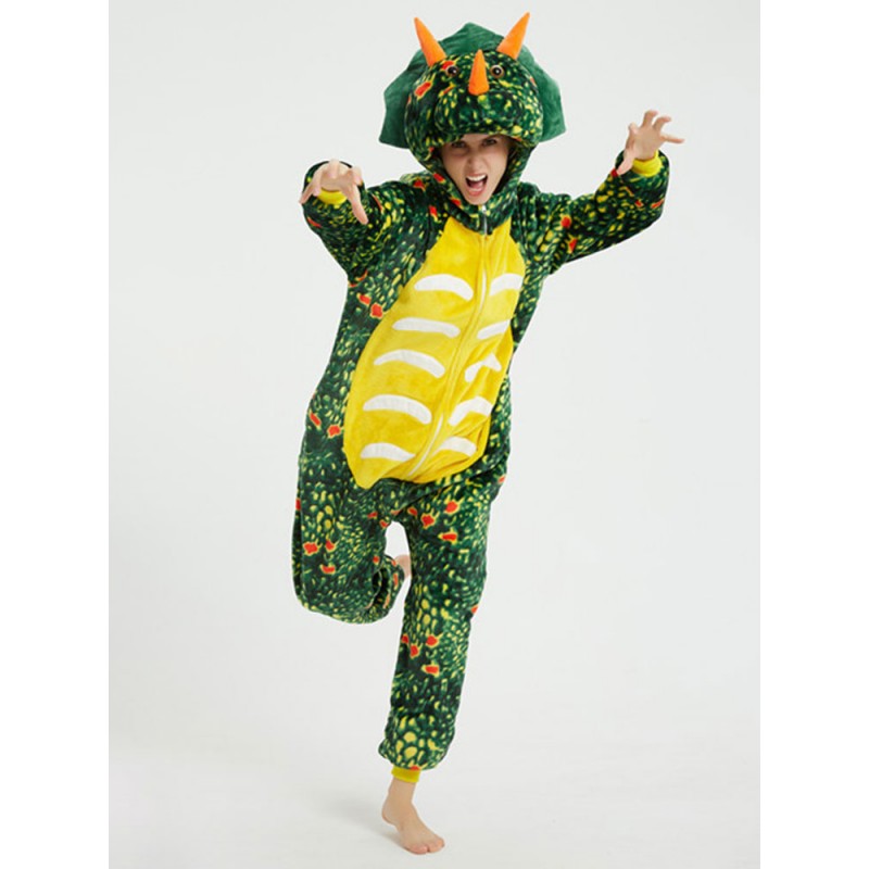 Women Dinosaur Kigurumi Pajamas For Adult Green Polyester Kigurumi Costumes