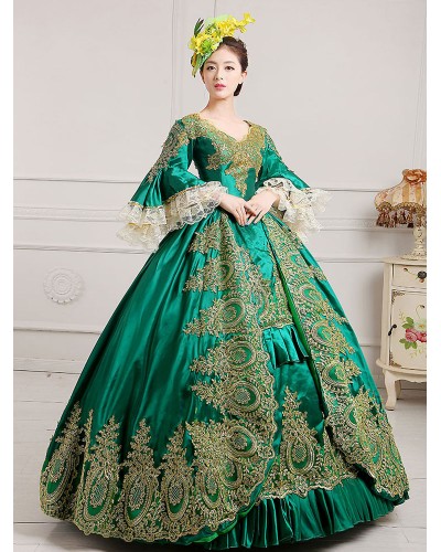 Victorian Dress Costume Women's Green Baroque Masquerade Ball Gowns Victoria Era Clothing Retro Costume Carnival Royal Mardi Gras Halloween