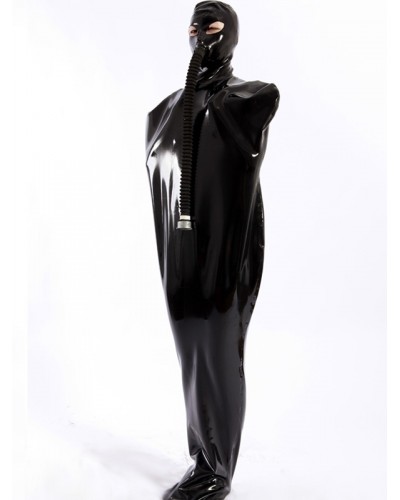 Unisex Halloween Shiny Black Zentai Latex Sleevesless Unique Costume Halloween