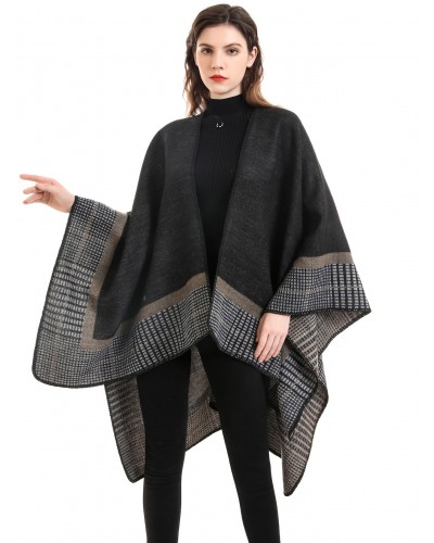 Women Printed Wrap Shawl Oversized Spring Outerwear Poncho  Cape Fall Winter Street Wear Indoor Field