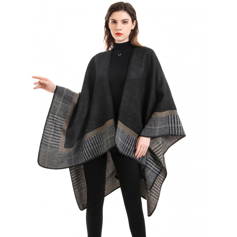 Women Printed Wrap Shawl Oversized Spring Outerwear Poncho  Cape Fall Winter Street Wear Indoor Field