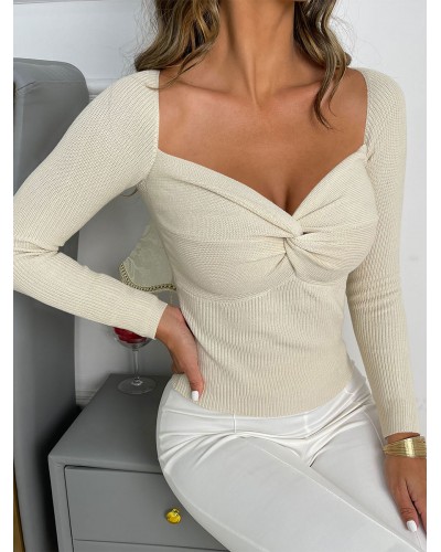 Women Pullovers Dark Green V-Neck Long Sleeves Sweaters Sexy Casual Spring Fall Winter