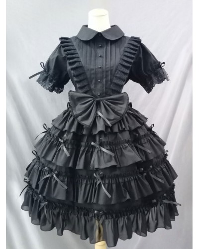 Gothic Lolita Dresses Lace Bows Black