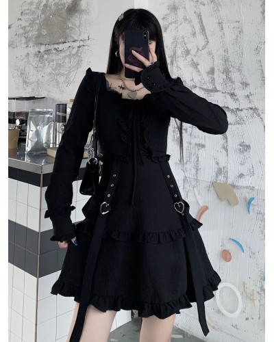 Gothic Lolita Dresses Grommets Black