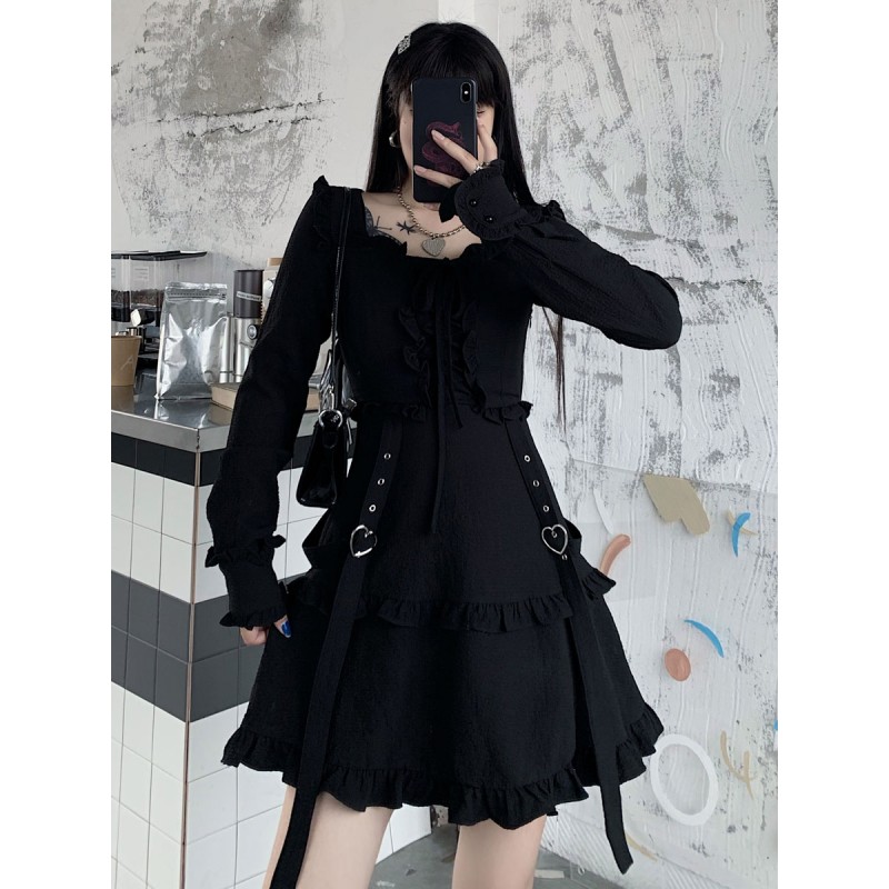 Gothic Lolita Dresses Grommets Black