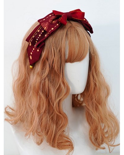 Lolita Headdress Burgundy Polyester Fiber Bowknot Lolita Hair Accessories