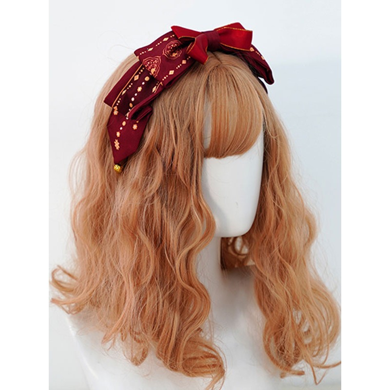 Lolita Headdress Burgundy Polyester Fiber Bowknot Lolita Hair Accessories