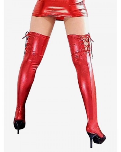 Unisex Halloween Red Shiny Metallic Sexy Stockings Halloween