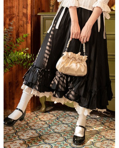 Black Lolita SK Bows Ruffles Lolita Skirts Spring Summer Fall