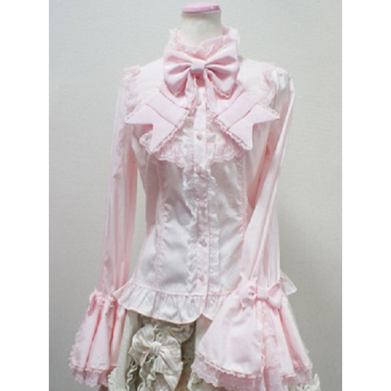 Rococo Lolita Blouse Cotton Lace Trim Flare Sleeve Bowknot Ruffles Ecru White Lolita Top Spring Summer Fall Winter