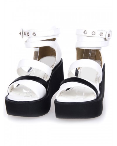 Lovely Leather Studded White Lolita Sandals