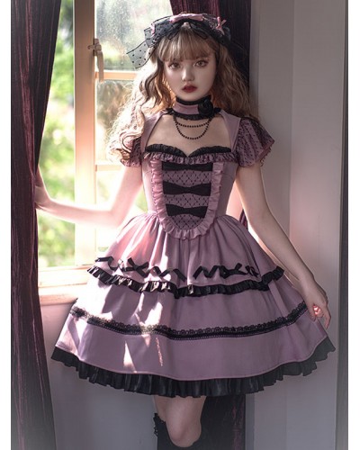 Sweet Lolita Dress Polyester Short Sleeves Dress