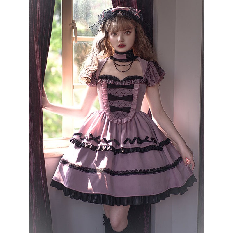 Sweet Lolita Dress Polyester Short Sleeves Dress