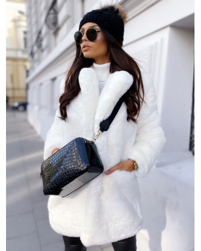 Women Plush Faux Fur Coat Winter Midi Outerwear Casual Street Wear Field