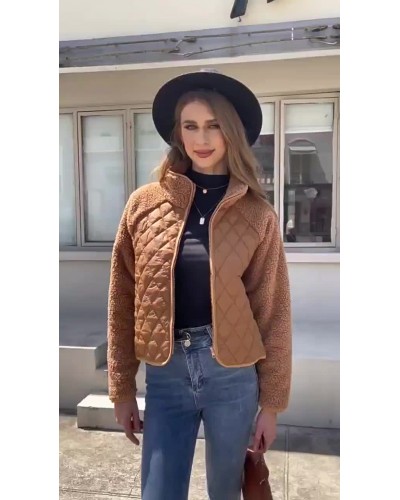 Women 's Jackets Stand Collar Zipper Zipper Camel Jacket Casual Street Wear Daily Casual