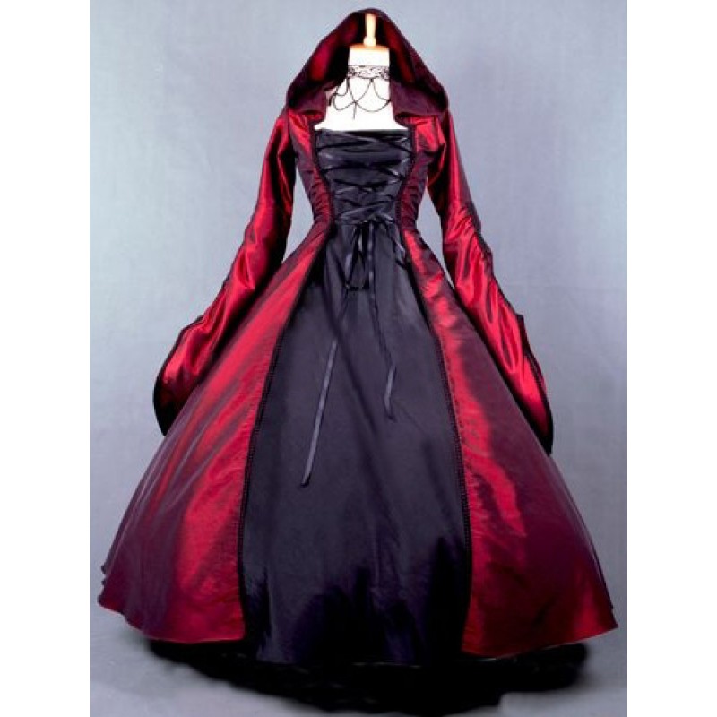 Salem Witch Costume Victorian Poplin Long Sleeves Witch Dress Costume Carnival ROCOCO Halloween Holiday Pageant