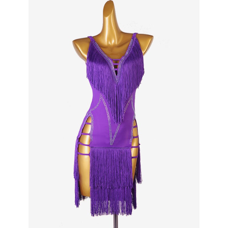 Women Latin Dance Dresses Violet 's Lycra Spandex Dress Dancing Costume