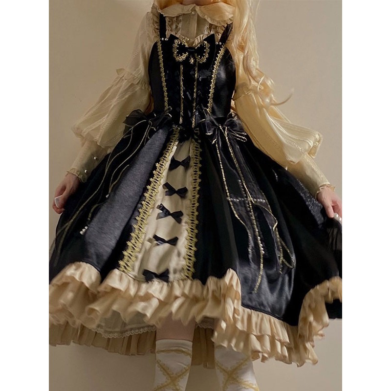 Gothic Lolita Dresses Bows Lace Black Black