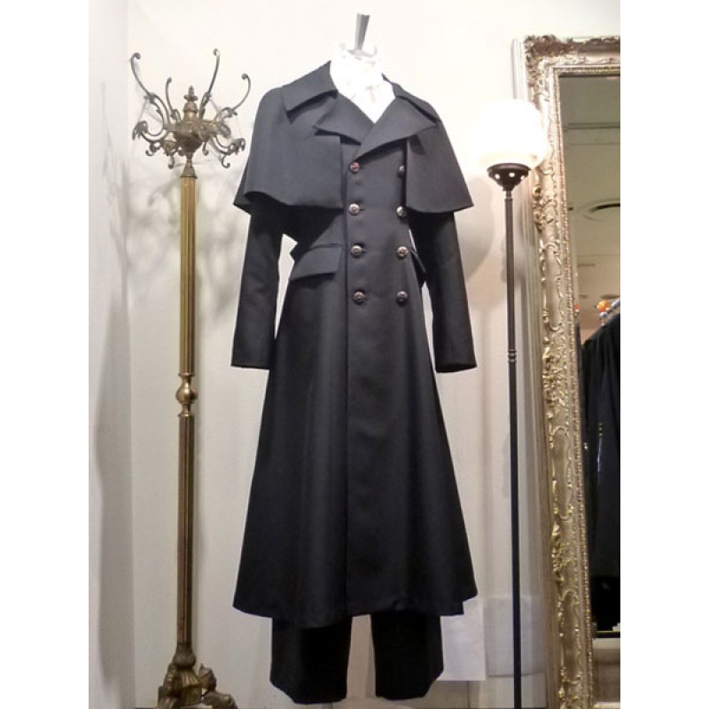 Gothic Lolita Trench Double Breasted Button Decor Poncho Black Lolita Overcoat Coat Night Out Daily Casual Party Tea Party