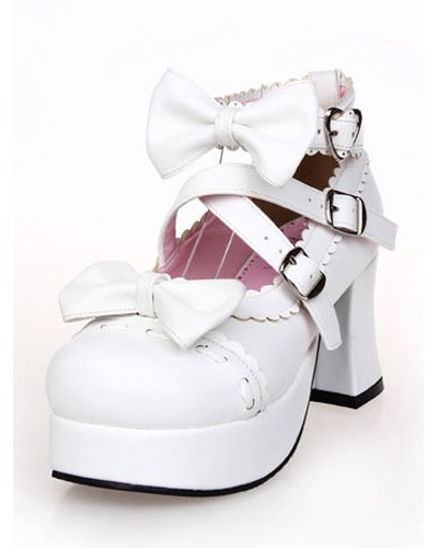 White Bows Lolita Shoes For Women Lovely Holiday