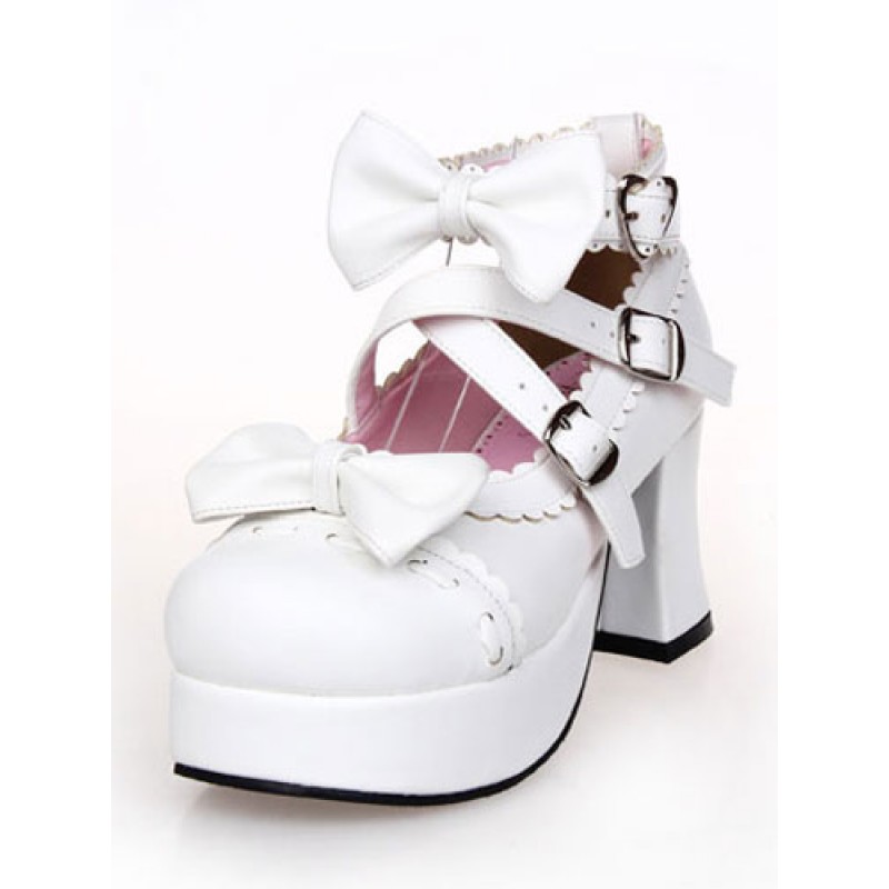 White Bows Lolita Shoes For Women Lovely Holiday