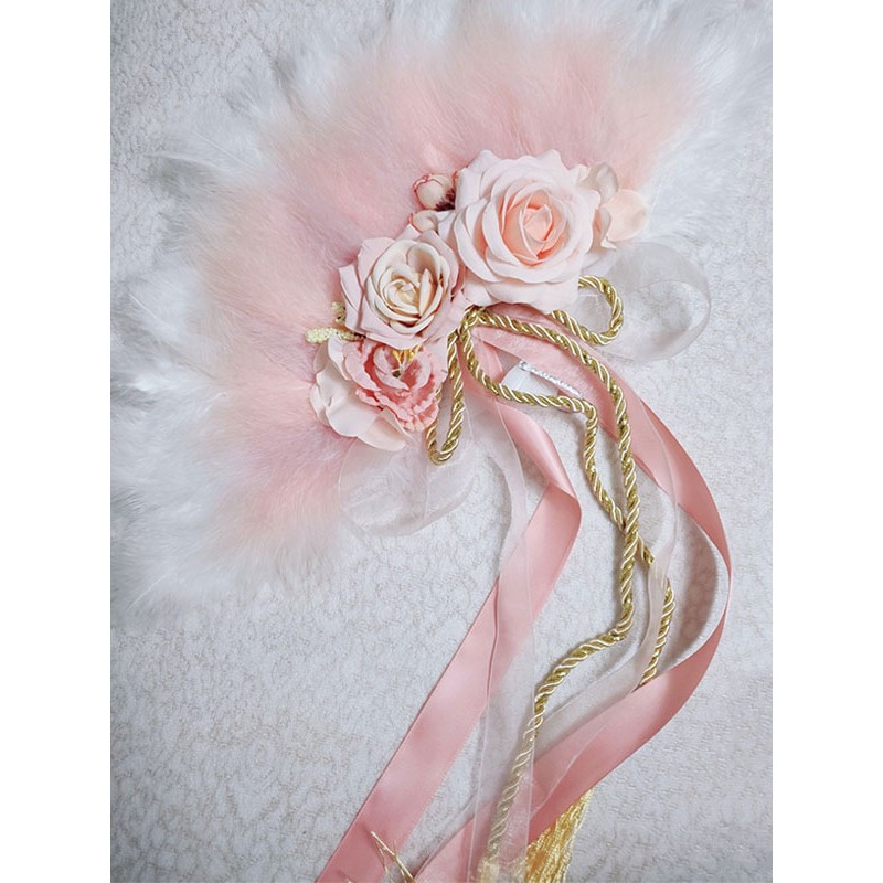 Pink Lolita Accessories Flowers Feathers Poly Cotton Blend Accessory Miscellaneous Euro-Style