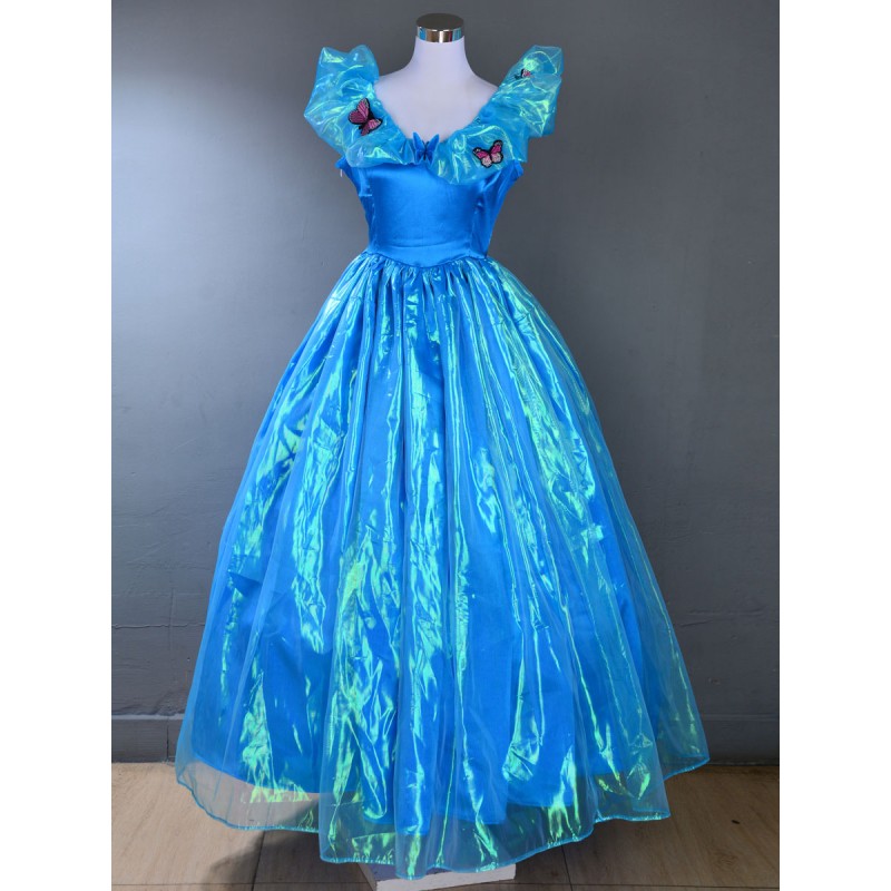 Women Blue Costumes Butterfly Polyester Dress Marie Antoinette Costume 's 18th Century Costume Tunic Royal Retro