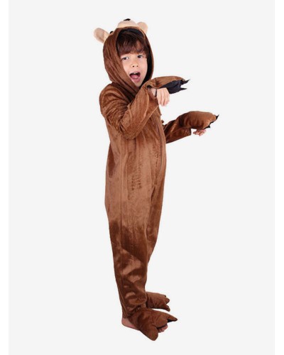 Kigurumi Pajamas Onesie For Kids Polyester Coffee Brown Bear Pajamas Costume