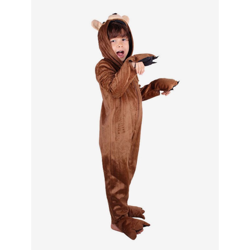 Kigurumi Pajamas Onesie For Kids Polyester Coffee Brown Bear Pajamas Costume