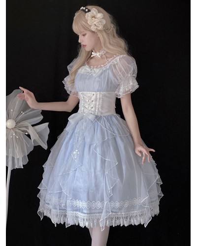 Sweet Lolita Dress Polyester Short Sleeves Dress