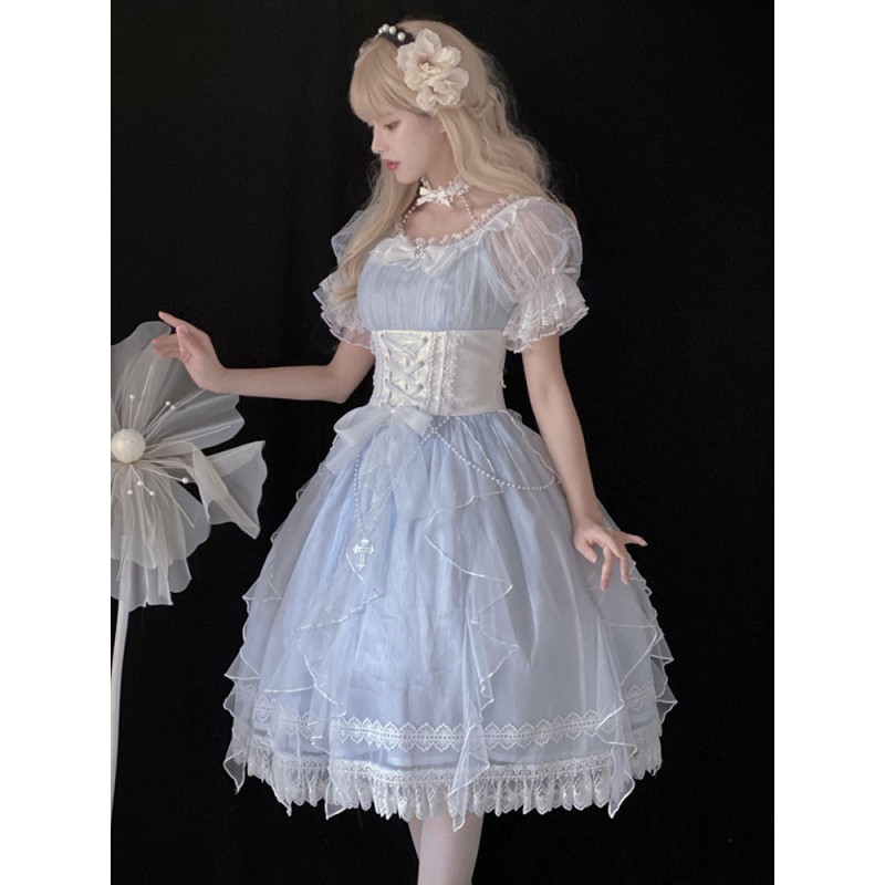 Sweet Lolita Dress Polyester Short Sleeves Dress