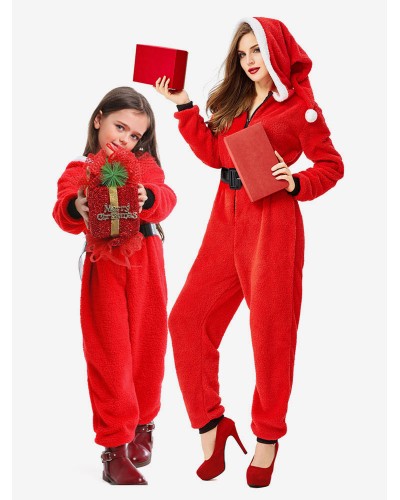 Unisex Kigurumi Pajamas Onesie Christmas Red Winter Sleepwear Animal Costume Halloween Onesie Pajamas Jumpsuit