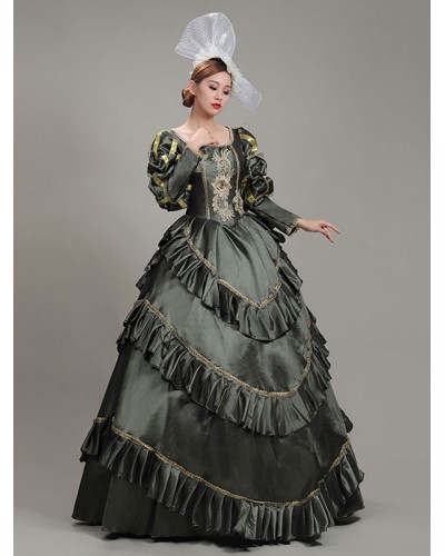 Classical Lolita Dress Polyester Long Sleeves Classic Lolita Dresses Deep Gray Classic  Traditional Daily Casual Tea Party