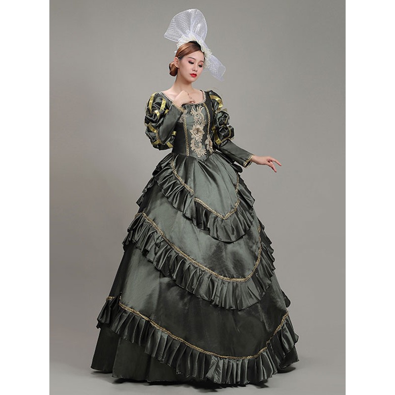 Classical Lolita Dress Polyester Long Sleeves Classic Lolita Dresses Deep Gray Classic  Traditional Daily Casual Tea Party