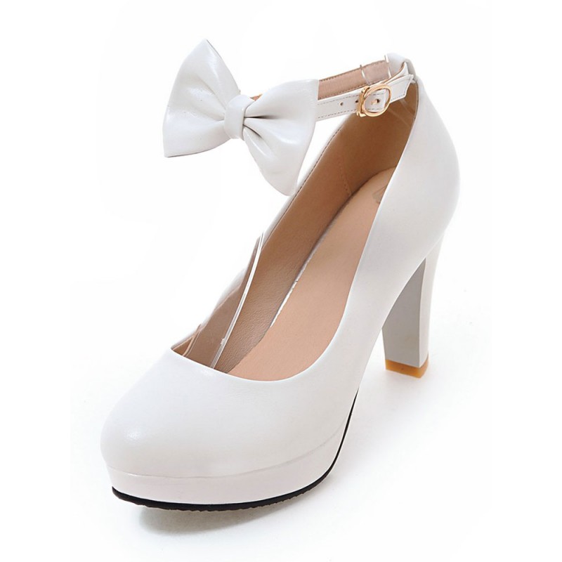 Classic Lolita Pumps Bow Ankle Strap Platform Lolita Heels Daily Casual