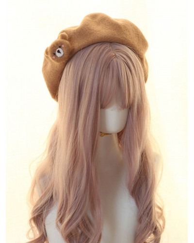 Sweet Lolita Hat Bear Decor Wool Lolita Beret Hats