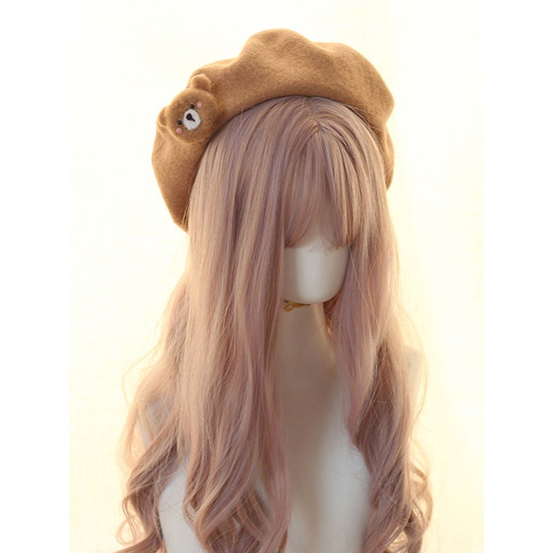 Sweet Lolita Hat Bear Decor Wool Lolita Beret Hats