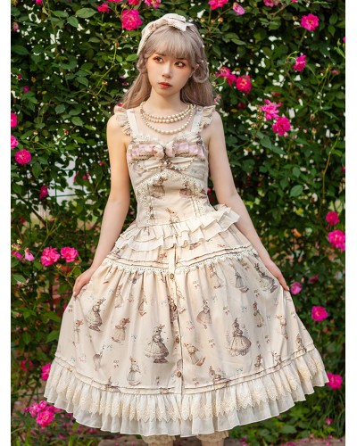 Lolita Specials Lolita Top Vest Costumes Classic Light Apricot Sleeveless Classic  Traditional