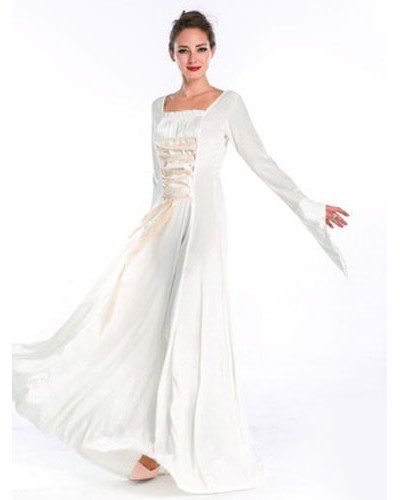 Women Victorian Dress Costume 's Medieval Chiffon White Long Sleeves Dress Victorian Era Clothing Retro Costumes Carnival Renaissance