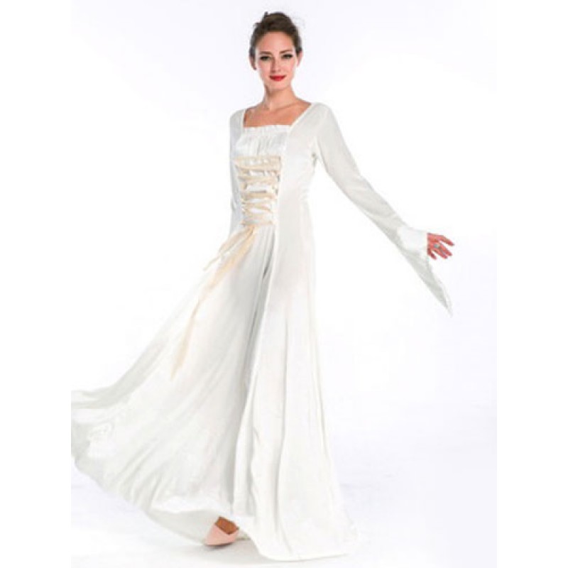 Women Victorian Dress Costume 's Medieval Chiffon White Long Sleeves Dress Victorian Era Clothing Retro Costumes Carnival Renaissance