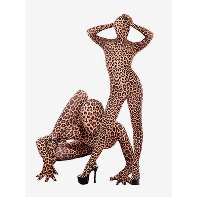 Leopard Lycra Spandex Suit Halloween Animal Full Bodysuit Costume