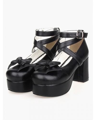 Sweet Lolita Heel Platform Black Cross Straps Lolita Shoes