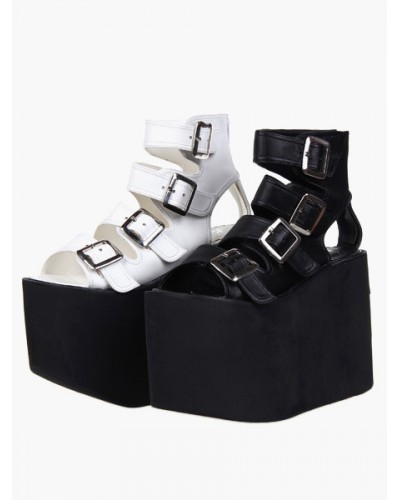 Lolita Sandals High Platform Shoes Leather With Buckles