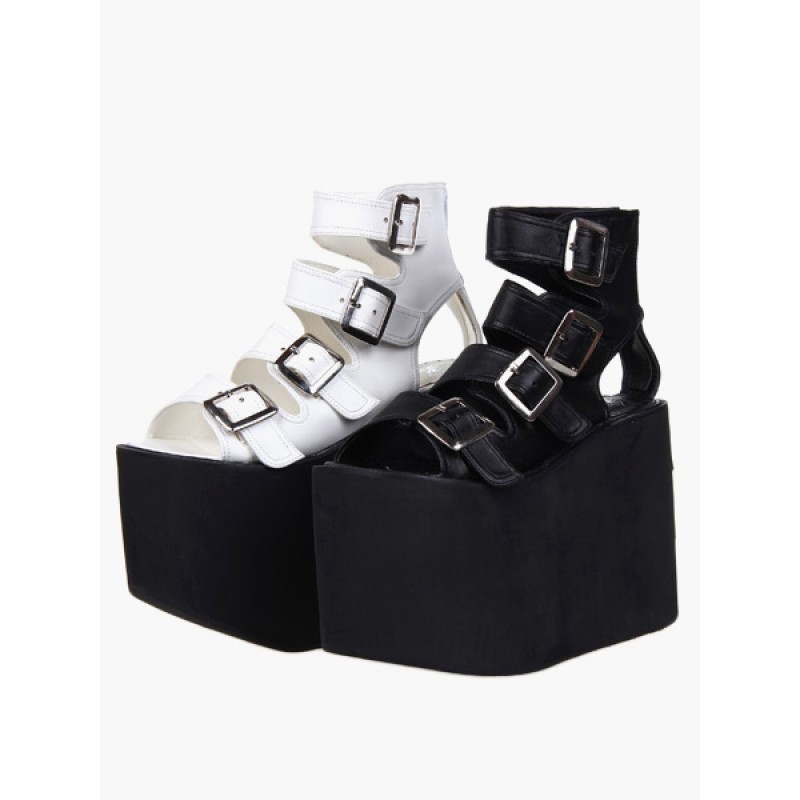 Lolita Sandals High Platform Shoes Leather With Buckles