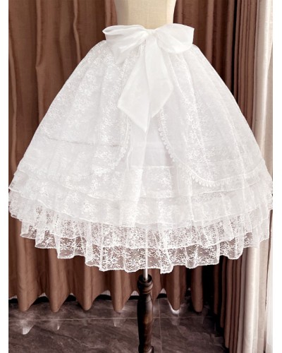 Lolita Petticoats Polyester Lace Gothic Lolita Petticoat Woman's White Lolita Underskirt Gothic Lolita Petticoat Sweet Daily Casual Tea Party