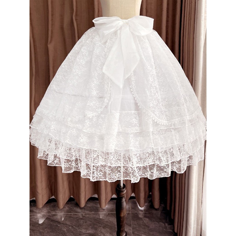 Lolita Petticoats Polyester Lace Gothic Lolita Petticoat Woman's White Lolita Underskirt Gothic Lolita Petticoat Sweet Daily Casual Tea Party