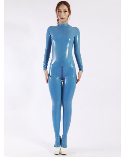 Halloween Sky Blue Zentai Latex Unicolor Unisex Halloween Bodysuit