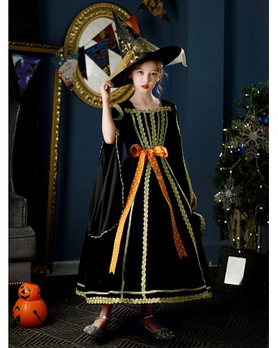 Polyester Fiber Tea Party 3/4 Length Sleeves Polyester Jumpsuit ROCOCO Style Black Kids' Lolita Dresses